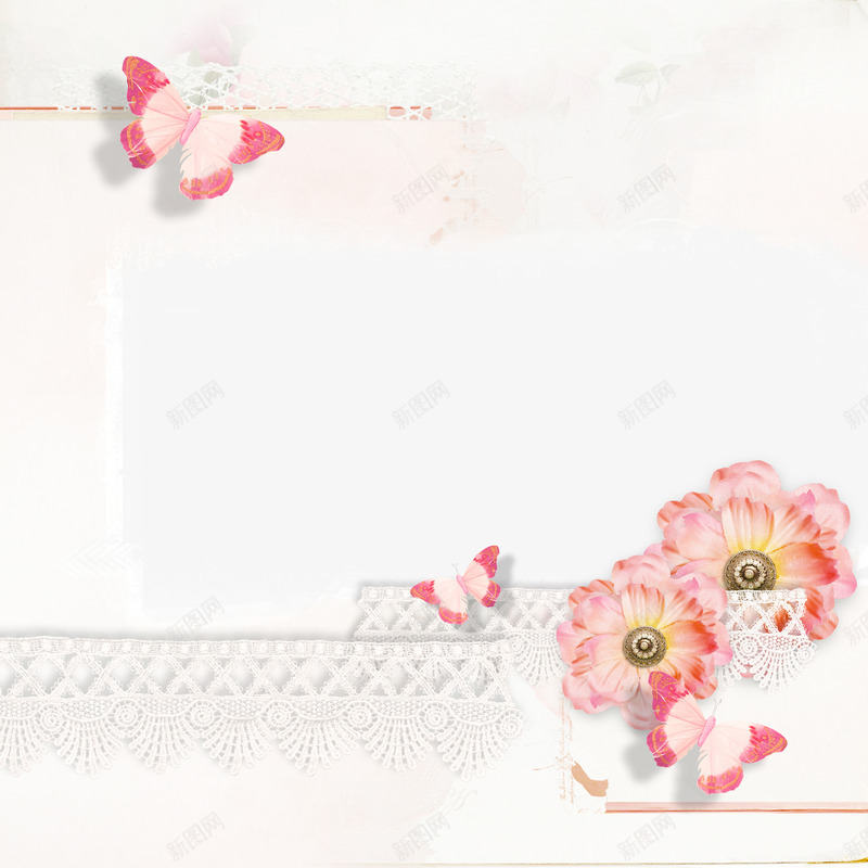 粉色装束花朵相框png免抠素材_新图网 https://ixintu.com 相框 粉色花朵 花朵 装饰花朵