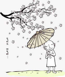 雨伞简笔画梅花树下意境简笔画高清图片
