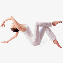 白色训练服穿着白色瑜伽服的女子瑜伽姿势高清图片