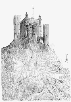 手绘城堡背景素材