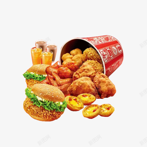 全家桶套餐png免抠素材_新图网 https://ixintu.com 免费素材 全家桶 全家桶套餐 广告设计 快餐 汉堡 炸鸡 设计素材 饮料 鸡肉
