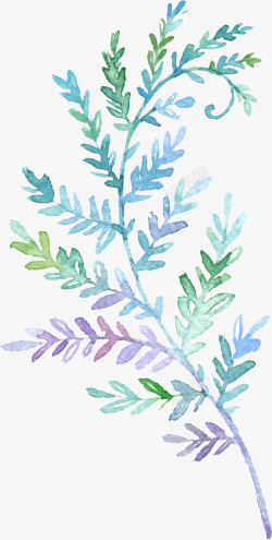 蓝色树叶手绘杂草矢量树叶高清图片