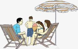 太阳伞沙滩人物景观素材