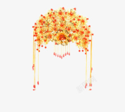 凤冠红色中式古装新娘头饰高清图片