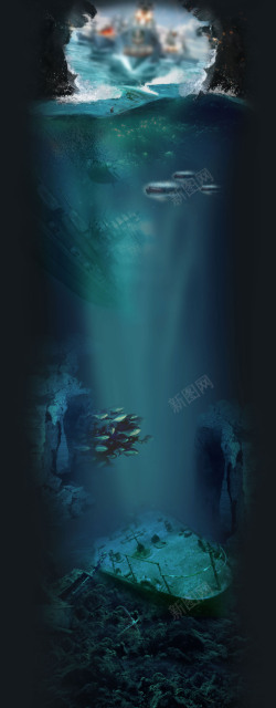 海底沉船海底背景高清图片