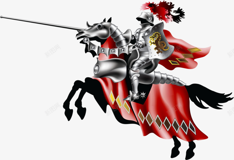 骑马的战士png免抠素材_新图网 https://ixintu.com 兵器 战场 战士 战马 武器 盔甲