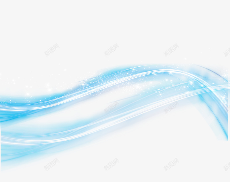 蓝色曲线光线星光效果元素png免抠素材_新图网 https://ixintu.com 光线 免抠PNG 效果元素 星光 曲线 曲线图案 炫光 蓝色