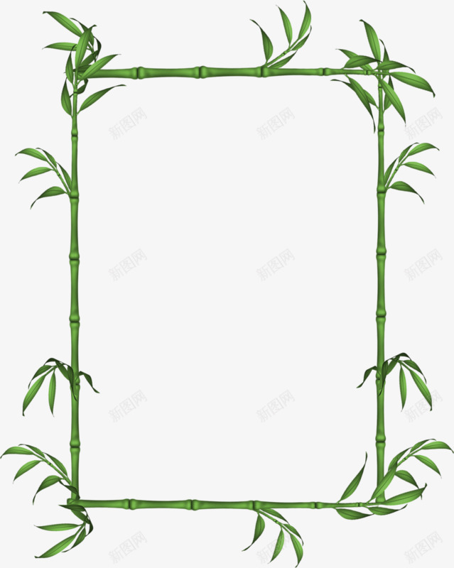 绿色竹子边框装饰png免抠素材_新图网 https://ixintu.com 创意 竹子 绿色边框 装饰