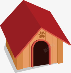水彩欧洲房子水彩红色狗窝矢量图高清图片