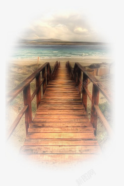 羽化海边木桥高清图片