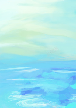 手绘蓝色海洋背景素材