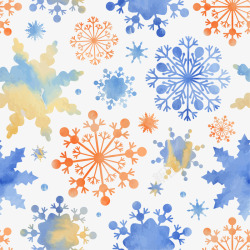 橙色颜料管蓝色清新雪花边框纹理高清图片