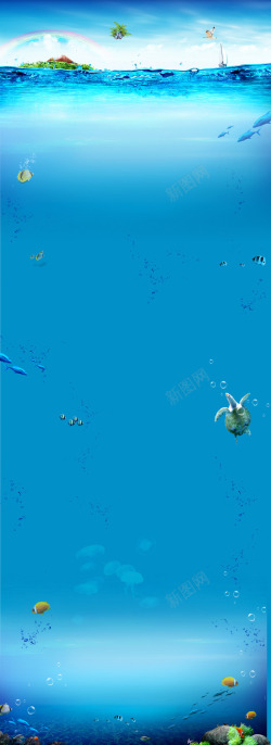 海底游泳海底世界店铺背景高清图片