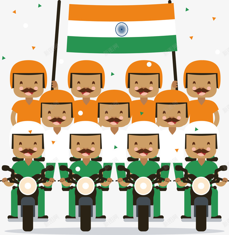 印度摩托车队国旗海报png免抠素材_新图网 https://ixintu.com 印度 印度国庆 印度国旗 印度车队 摩托车 矢量png
