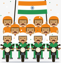 印度摩托车队国旗海报素材