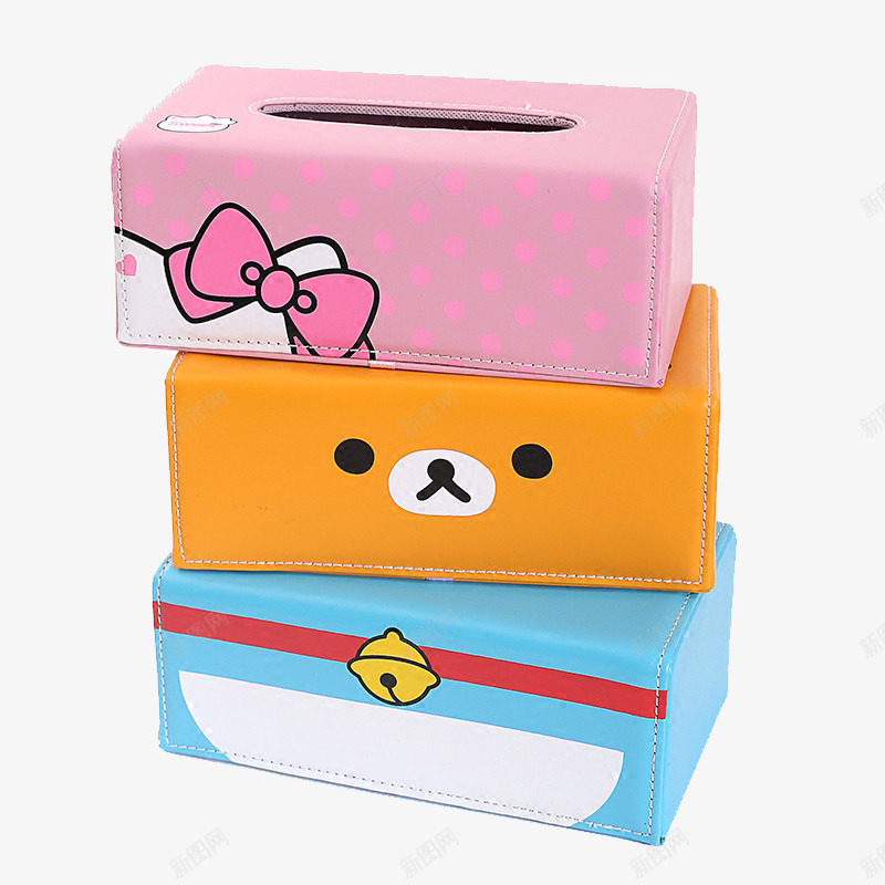 卡通餐巾纸盒png免抠素材_新图网 https://ixintu.com 三个 产品实物 方形 盒子