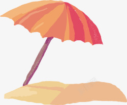 卡通夏日海滩遮阳伞标签矢量图素材