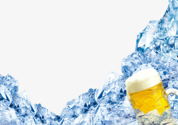 夏季啤酒节啤酒冰块高清图片