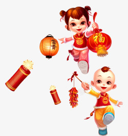淘宝春节新年福娃提灯笼淘宝装饰高清图片