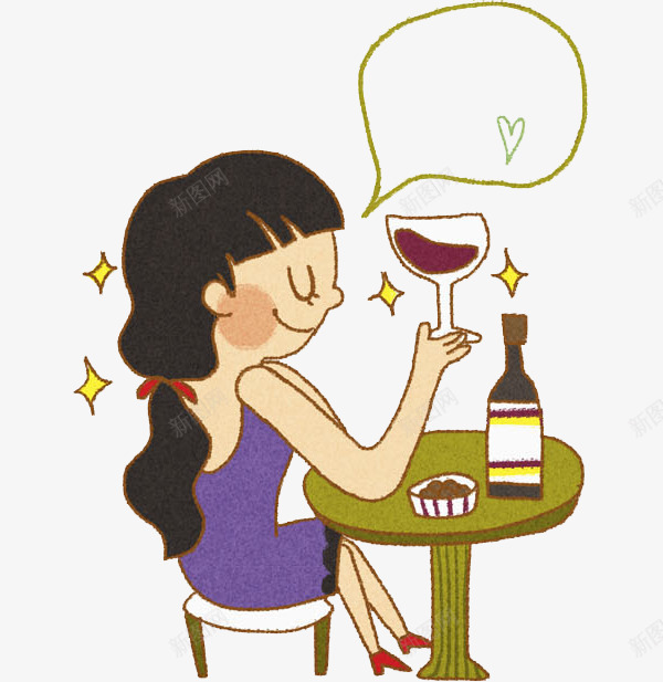 喝酒的女人png免抠素材_新图网 https://ixintu.com 优雅的 卡通 女人 悠闲的 紫色的 高雅的