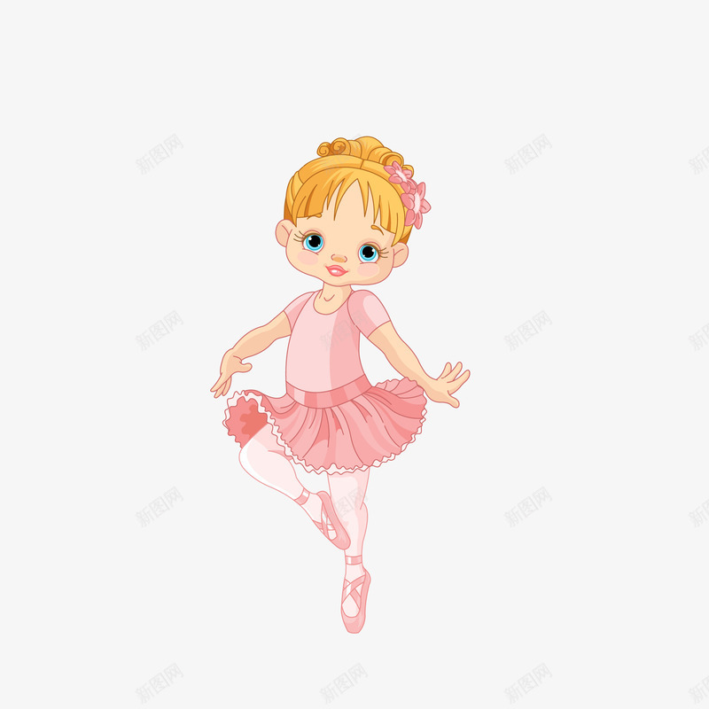 芭蕾舞蹈小女生png免抠素材_新图网 https://ixintu.com 卡通 可爱 开心 粉色 芭蕾舞蹈 跳舞 黄色头发