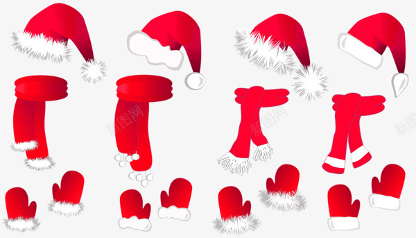 圣诞节服饰png免抠素材_新图网 https://ixintu.com 围巾 圣诞帽 手套
