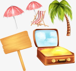 伞棚沙滩玩耍高清图片