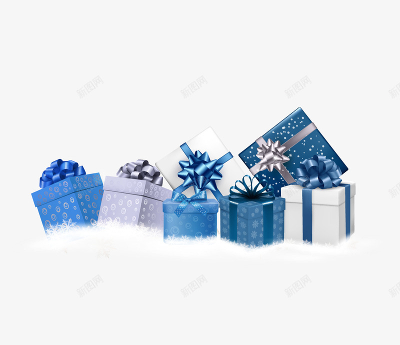 蓝色圣诞礼盒矢量图ai免抠素材_新图网 https://ixintu.com 圣诞礼盒 圣诞雪花 节日元素 蓝色礼盒 矢量图