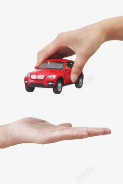 玩具跑车拿着红色怕车模型的手高清图片