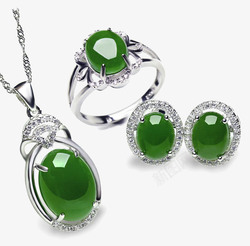 enzo宝石耳钉优雅绿宝石珠宝套装高清图片