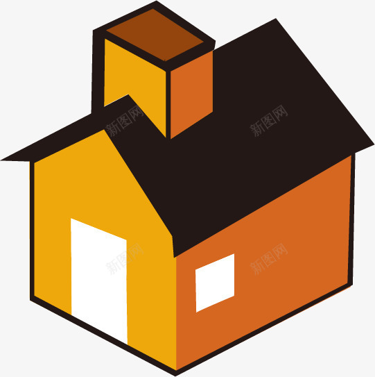 橙色房子png免抠素材_新图网 https://ixintu.com 卡通 建筑 房子 手绘 楼房