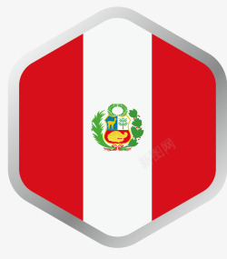 对称的六边形秘鲁国旗矢量图素材