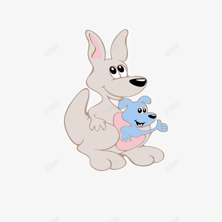 照顾小袋鼠png免抠素材_新图网 https://ixintu.com 动物 卡通 卡通设计 手绘 照顾 看护 袋鼠