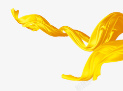 手绘黄色彩带丝带黄色飘带高清图片