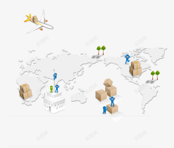 科技物流运输的世界地图png免抠素材_新图网 https://ixintu.com 世界地图 地图 物流 科技 科技感地图 运输