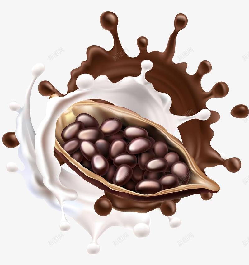 手绘牛奶巧克力png免抠素材_新图网 https://ixintu.com 可可 可可豆 手绘 液体 牛奶巧克力
