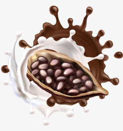 可可豆手绘牛奶巧克力高清图片