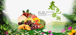 芒果荔枝海报春色焕新新鲜水果海报高清图片