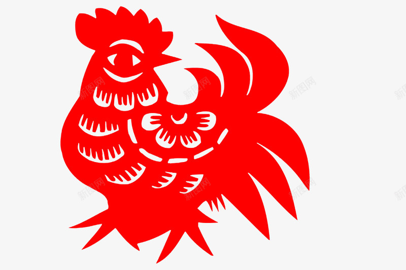 红色鸡剪纸png免抠素材_新图网 https://ixintu.com 剪纸 新年 红色 节日素材 鸡图案