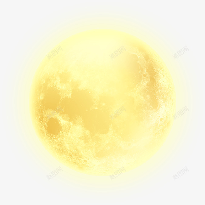 手绘模糊的的黄色月亮png免抠素材_新图网 https://ixintu.com 月亮 模糊 黄色