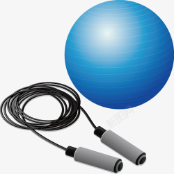 蓝色立体球跳绳素材
