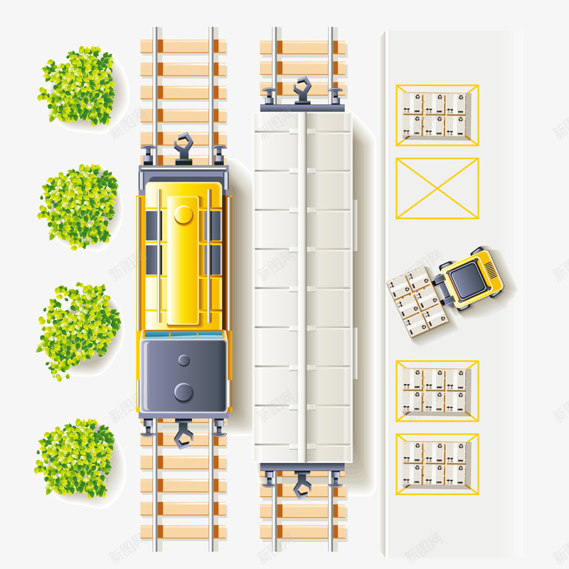 卡通运输火车矢量图ai免抠素材_新图网 https://ixintu.com Q版小火车 交通工具 火车 矢量图 装货 车辆设计 运输