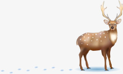冬天麋鹿邮票手绘可爱麋鹿高清图片
