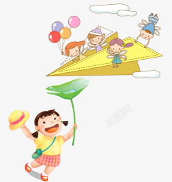 孩子放纸飞机坐在纸飞机的孩子们高清图片