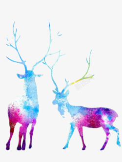 彩墨动物鹿高清图片