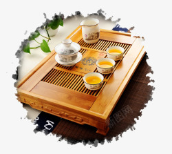 茶桌茶叶免抠一套茶具高清图片