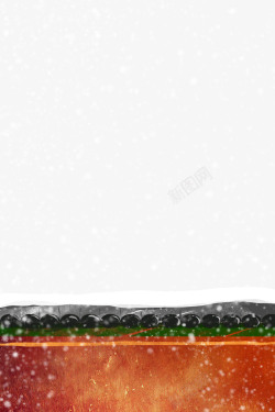 中国红墙下雪天大寒背景高清图片