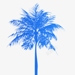 蓝色剪影椰树素材
