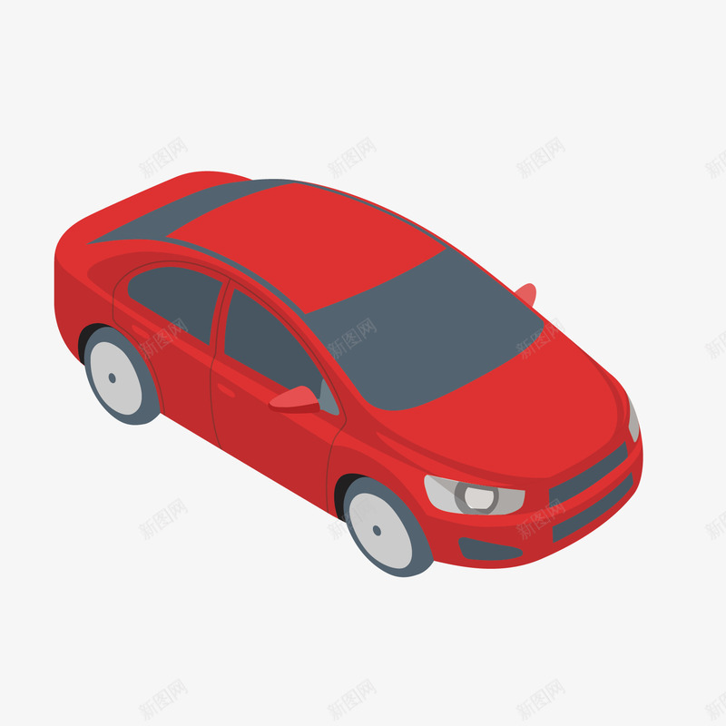 红色小轿车汽车模型矢量图ai免抠素材_新图网 https://ixintu.com 小轿车 汽车 汽车模型 立体 红色 蓝色玻璃 高端 矢量图