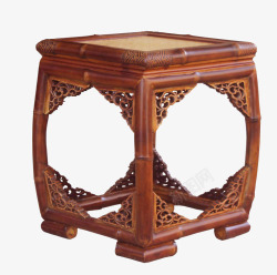 中式传统镂空雕花红木小矮凳素材